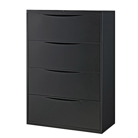 Global Industrial 36W Premium Lateral File Cabinet, 4 Drawer, Black 252470BK